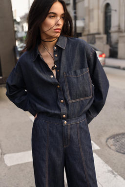 JEANS Z1975 JOGGER WIDE LEG TIRO ALTO / Azul - Zara фото 3