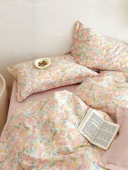 Постельное белье из сатина элит на молнии - Розовая нежность Евро (нав.70х70)