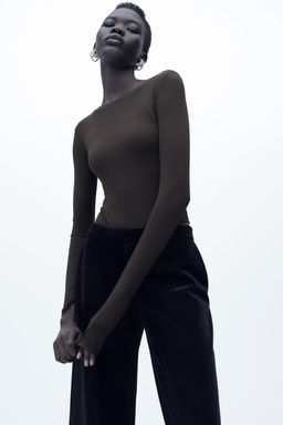 LONG SLEEVE POLYAMIDE BODYSUIT - Zara фото 18