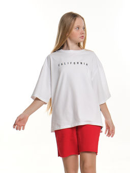 Футболка оверсайз с принтом 22-7453 белый - Mini maxi фото 13