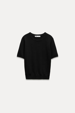 BASIC PLAIN KNIT TOP WITH SHORT SLEEVES - Zara фото 21