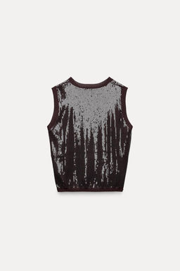 SLEEVELESS SEQUINNED KNIT TOP - Zara фото 11