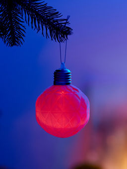 Елочный шар Бархатный узор 8 см, 1 LED, от батареек LR443, свечение тёплое белое