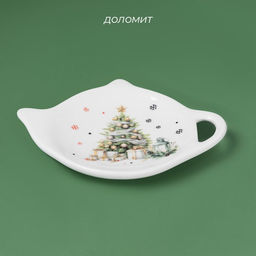 Подставка под чайный пакетик новогодняя Доляна Приближение чуда, доломит, 12?9.5 см, белая - Страна карнавалия фото 3