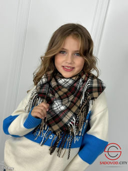 Детский платок теплый в клетку