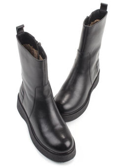 02-M45-73 BLACK Полусапоги зимние женские (натуральная кожа, натуральный мех)