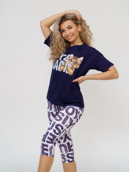 783 Пижама "Буквы/т.синие"