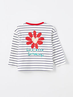 Bisiklet Yaka Uzun Kollu ?izgili K?z Bebek Ti??rt - Waikiki фото 5