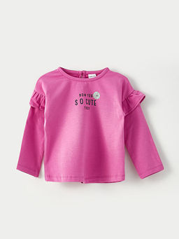 Bisiklet Yaka Uzun Kollu Bask?l? Pamuklu K?z Bebek Sweatshirt 2li - Waikiki фото 2