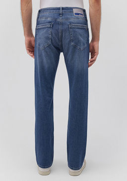 Martin Premium Blue Golgeli Koyu Mavi Jean Pantolon  фото 5