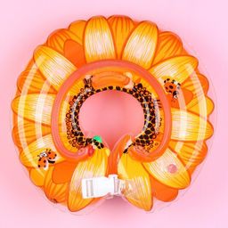 Круг детский на шею, для купания, Подсолнух, с погремушками, двухкамерный, цвет оранжевый