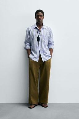 CREASED-EFFECT STRIPED SHIRT