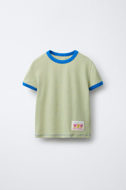 STRIPED T-SHIRT WITH CONTRAST NECK
