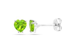 Серьги из серебра перидот, Сердце