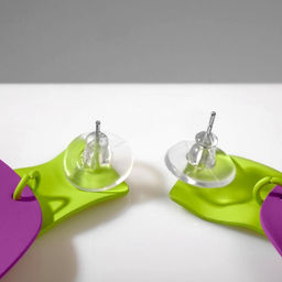 Серьги металл Яркость геометрия, мятый квадрат, цвет салатово-малиновый - Queen fair фото 2