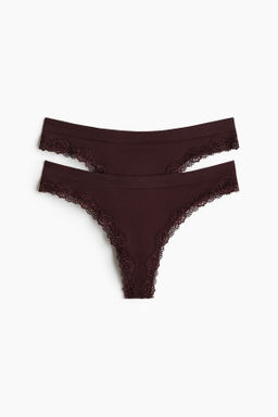 Pack 2 bragas thong con ribete de encaje Seamless