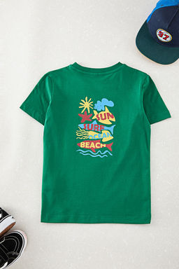 Yesil Erkek Cocuk S?rt Bask?l? Orme T-Shirt TKDAW25TS00023 - Trendyolmilla фото 2