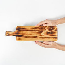 Доска для подачи на ножках Magistro, 38×10.5×6.5 см, с ручкой, обожжённая, дерево натуральный кедр