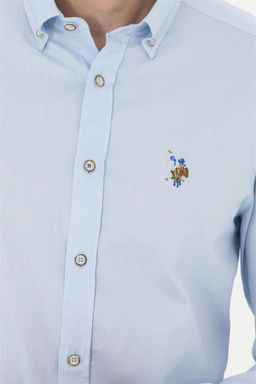 Мужская голубая базовая рубашка с длинным рукавом - U.s. polo assn фото 12