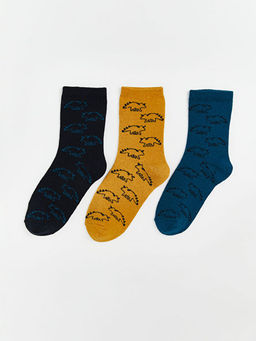 Desenli Erkek ?ocuk Patik ?orap 3l?