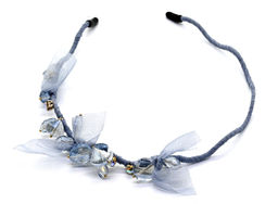 Ободок для волос Волна с цирконом, цвет сизый