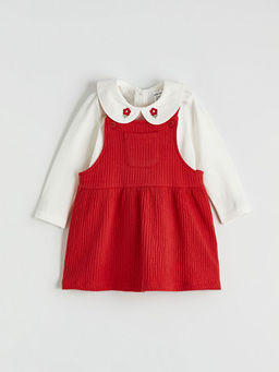 Bebe Yaka Nak??l? K?z Bebek Bluz ve Salopet Elbise