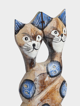 Сувенир интерьерный «Сиамские кошечки», 12×3×30 см, дерево, цв. синий