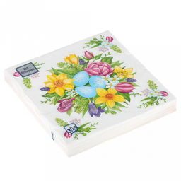 Салфетки бумажные "Art Bouquet" 33х33см, 3-х слойные, 20 штук в упаковке, 100% целлюлоза, "Пасха Букет на праздник" (Россия)
