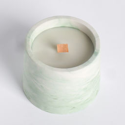 Набор свечей в подсвечнике на подставке «Лофт», соевый воск, деревянный фитиль, бело-зелёная