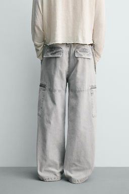 PANTAL?N CARGO PARACHUTE LAVADO / Gris claro - Zara фото 3