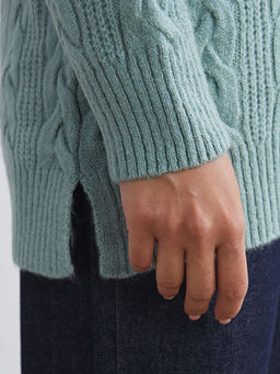 Dik Yaka Kendinden Desenli Kad?n Triko Tunik