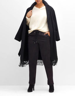 Брюки под замшу, черные