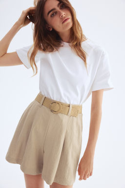 Pantal?n corto en piqu? con cintur?n - H&m фото 3
