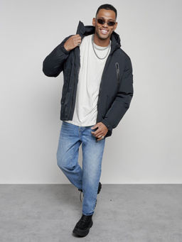 Куртка спортивная мужская зимняя с капюшоном темно-синего цвета 8360TS - Wonderrman фото 16