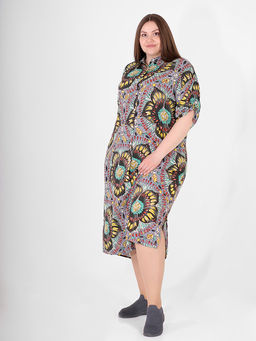 Платье-рубашка серого цвета с цветочным принтом - Almond фото 2