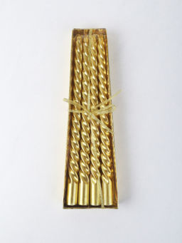 Свеча стержень 4 штуки 25 см витая глянец / LY-150 /уп 144/ золотая - Галеонтрейд фото 3