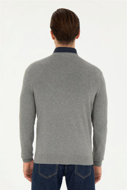 Мужской серый меланжевый базовый свитер - U.s. polo assn фото 5