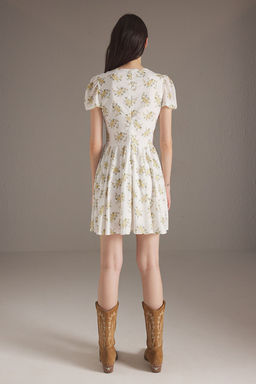 TRENDYOLMILLA Ekru Cicekli Mini Dokuma Elbise TWOSS25EL00789 фото 4