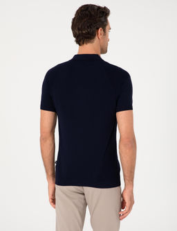 Lacivert Slim Fit Fermuarl_ Polo Yaka Triko T-shirt - Cacharel фото 5
