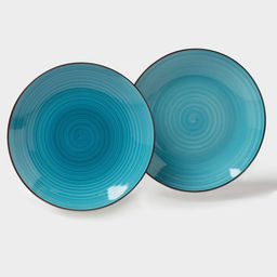 Набор посуды Доляна «Бриз», 6 предметов: кружка 360 мл, салатник 800 мл, тарелка d=19 см, керамика, голубой