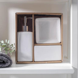 Аксессуары для ванной «Лодж», 3 предмета: мыльница, дозатор для мыла 350 мл, стакан, белые