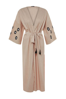 Bej Kusakl? Dokuma Nak?sl? Maxi Plaj Kimono&Kaftan TBESS21KM0175 - Trendyolmilla фото 6