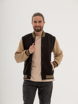 Бомбер на кнопках унисекс футер 3хнитка начес качество пенье , черный/беж версачи - Knitka wear фото 2