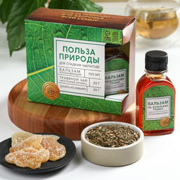 Набор Польза природы: бальзам 100 мл., цукаты имбиря 30 г., чай травяной 20 г.