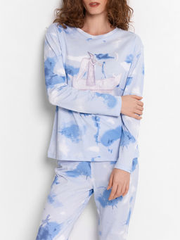 Пижама женская голубая с принтом и надписью Сладких снов голубая варка 592510 - Mark formelle фото 10