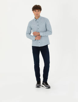Рубашка Pierre Cardin Slim Fit светло-синяя с длинным рукавом