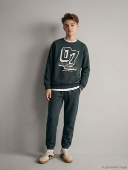 Bisiklet Yaka Bask?l? Erkek ?ocuk E?ofman Tak?m