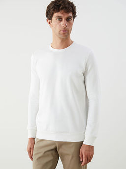 Bisiklet Yaka Bask?l? Erkek Kal?n Sweatshirt