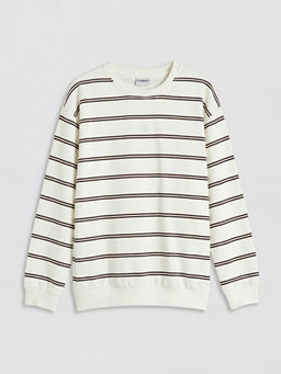 Bisiklet Yaka ?izgili Erkek ?ocuk Sweatshirt