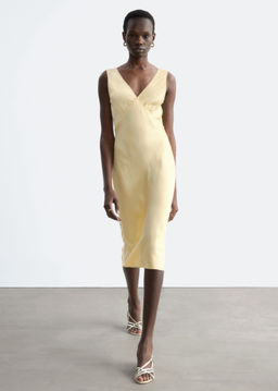 Vestido midi lencero con escote en pico - H&m фото 4